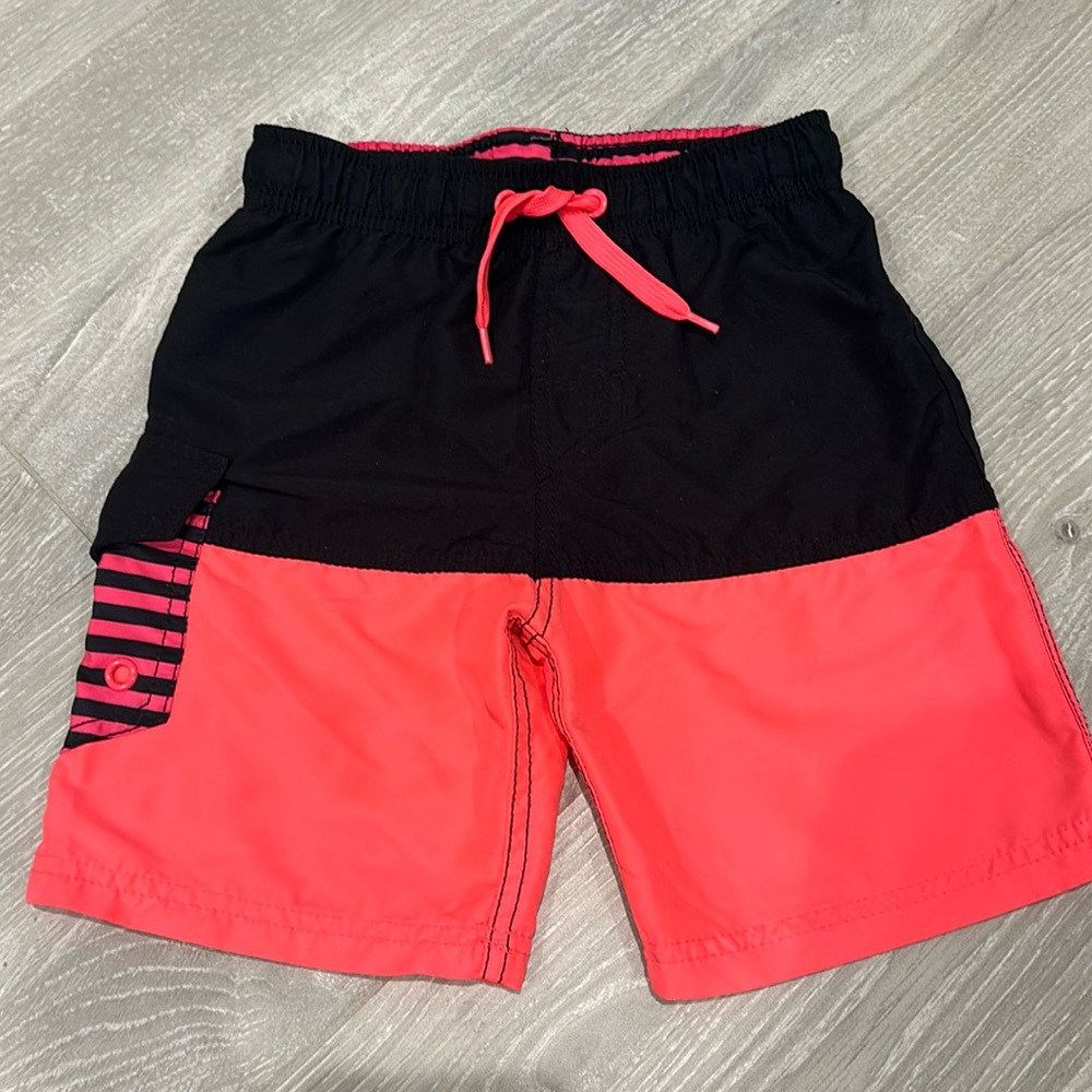Cat & Jack Boys adjustable  swim trunks pink and black with pockets